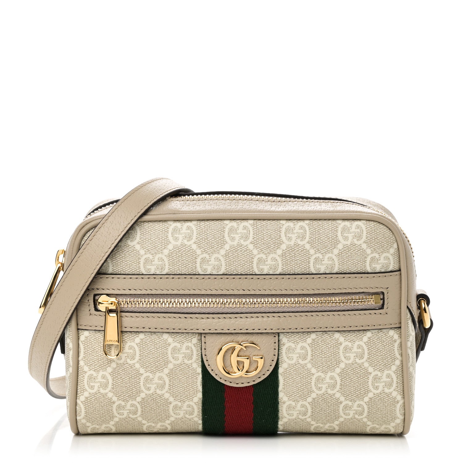 Gucci GG Supreme Monogram Textured Dollar Calfskin Mini Ophidia Shoulder Bag Beige Mystic White Oatmeal 1 of 10