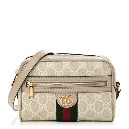 Gucci GG Supreme Monogram Textured Dollar Calfskin Mini Ophidia Shoulder Bag Beige Mystic White Oatmeal 1 of 10