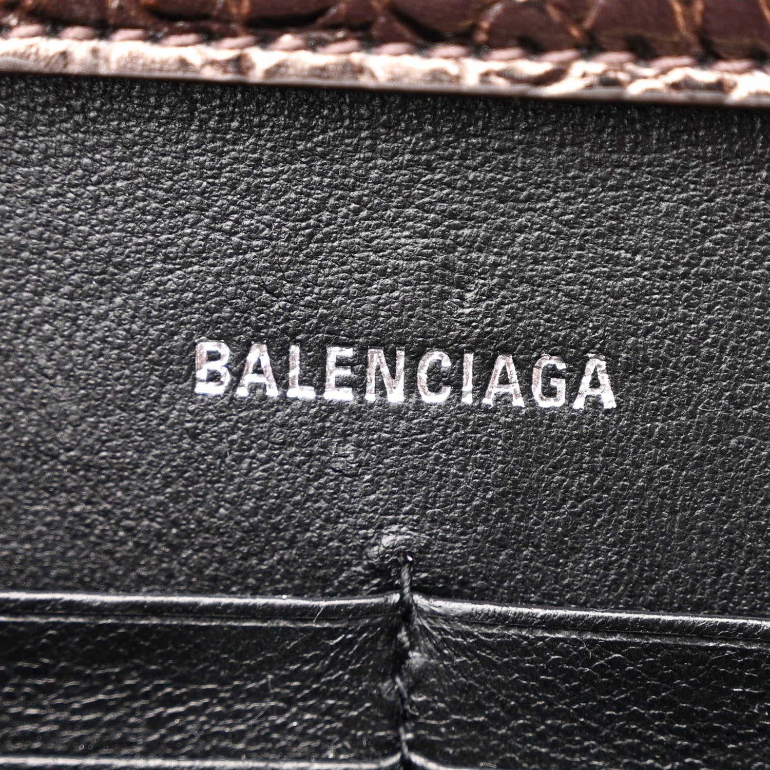 Balenciaga Shiny Metallic Calfskin Crocodile Embossed Hourglass Chain Bag Dark Bronze 6 of 11