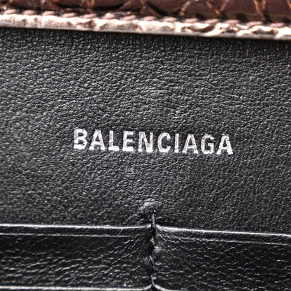 Balenciaga Shiny Metallic Calfskin Crocodile Embossed Hourglass Chain Bag Dark Bronze 6 of 11