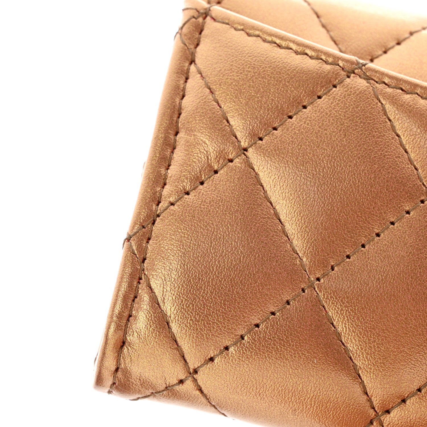Chanel Metallic Lambskin Quilted Flap Card Holder Wallet Golden 10 of 11