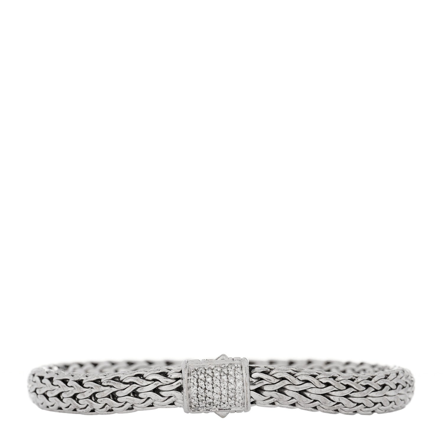 John Hardy Sterling Silver Diamond 7.5mm Classic Chain Bracelet 1 of 4