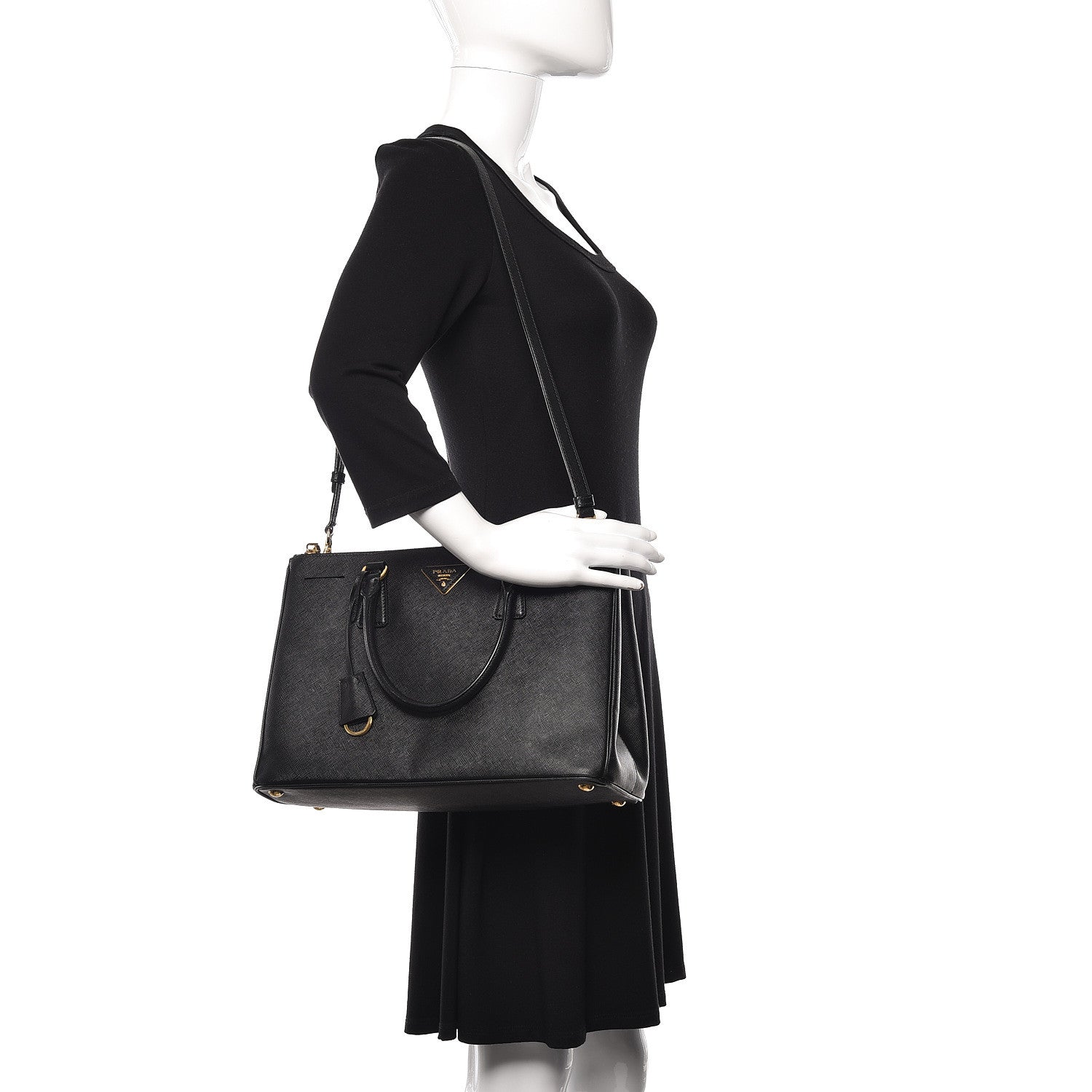 Prada Saffiano Medium Galleria Double Zip Tote Black 2 of 19