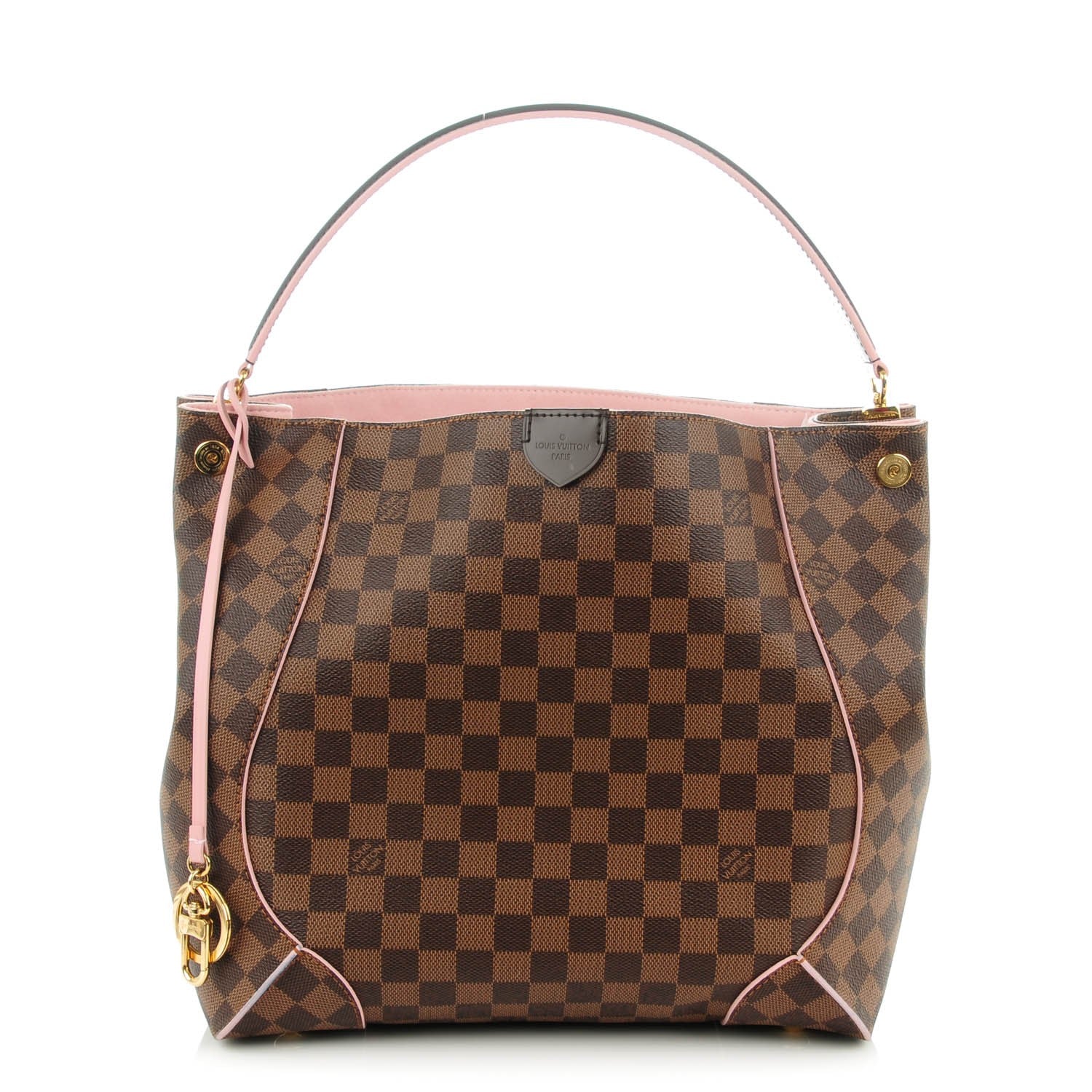 Louis Vuitton Damier Ebene Caissa Hobo Rose Ballerine 1 of 7