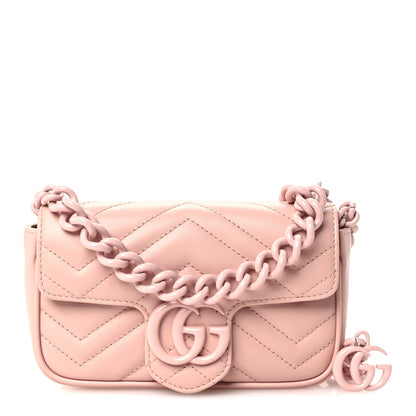 Gucci Calfskin Matelasse Monochrome GG Marmont Chain Belt Bag Perfect Pink 1 of 10