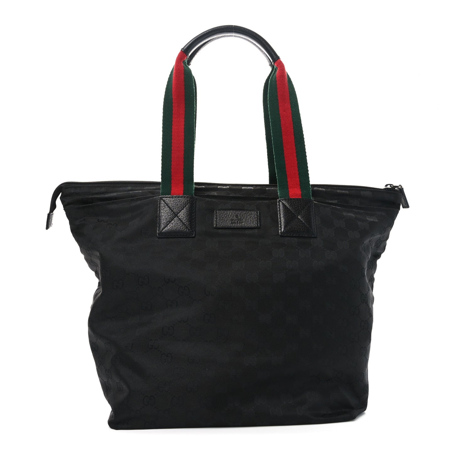 GG Monogram Large Web Handle Bucket Tote Black