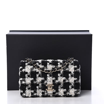 Chanel Tweed Quilted Mini Rectangular Flap Black Ecru White 11 of 11