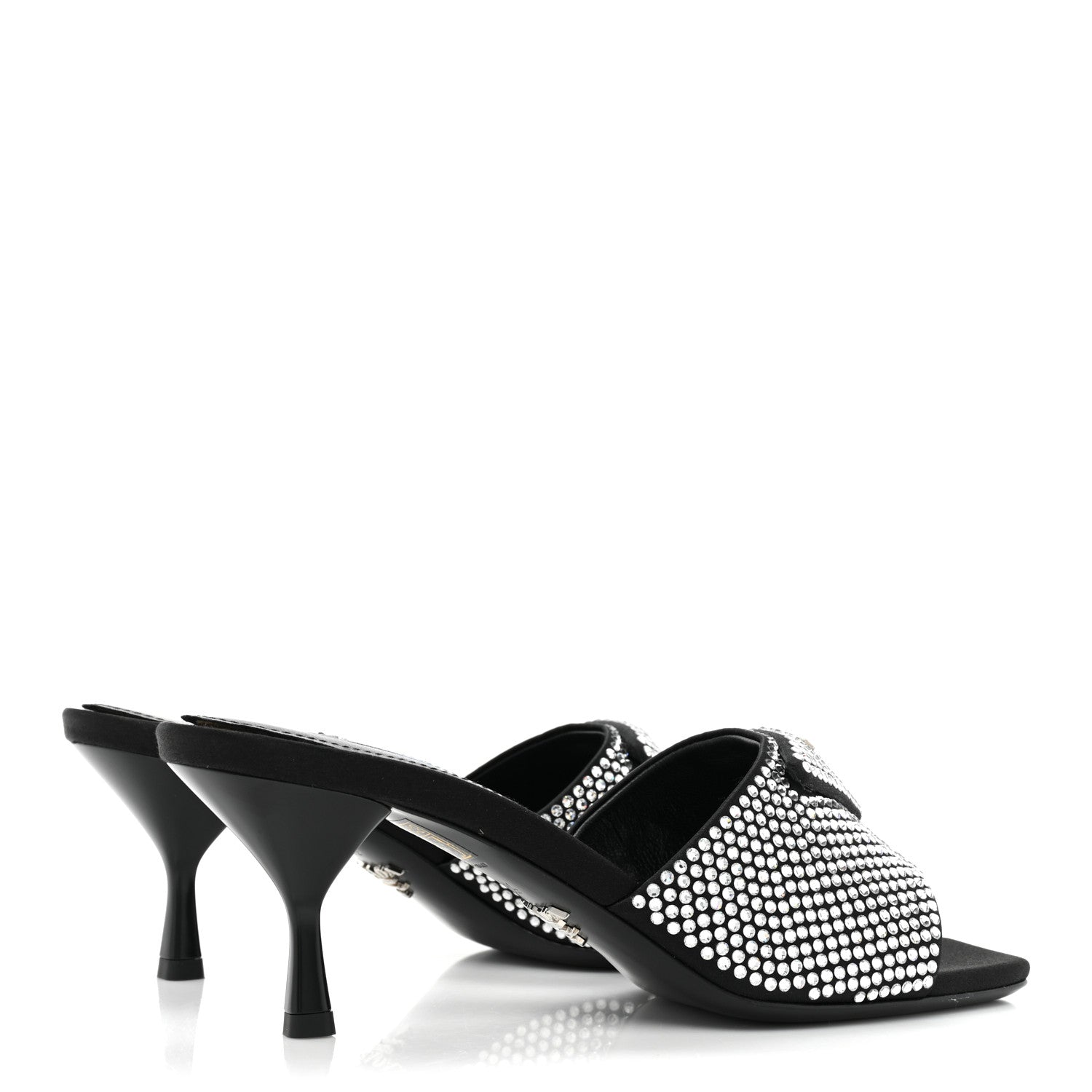 Prada Satin Crystal Logo 65mm Slide Sandals 37.5 Cristal 4 of 11