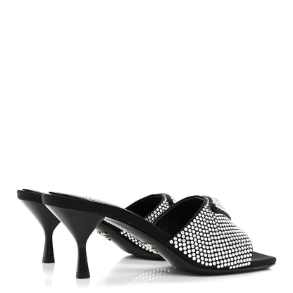 Prada Satin Crystal Logo 65mm Slide Sandals 37.5 Cristal 4 of 11
