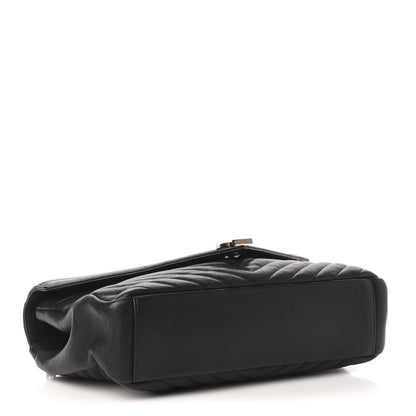 Saint Laurent Sheepskin Matelasse Chevron Monogram Large College Satchel Black 4 of 10