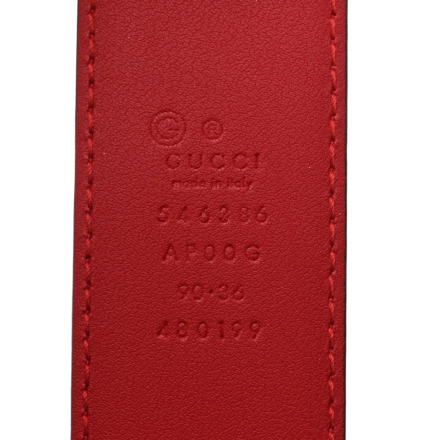 Moon Calfskin Interlocking G 37mm Belt 90 36 Vibrant Red