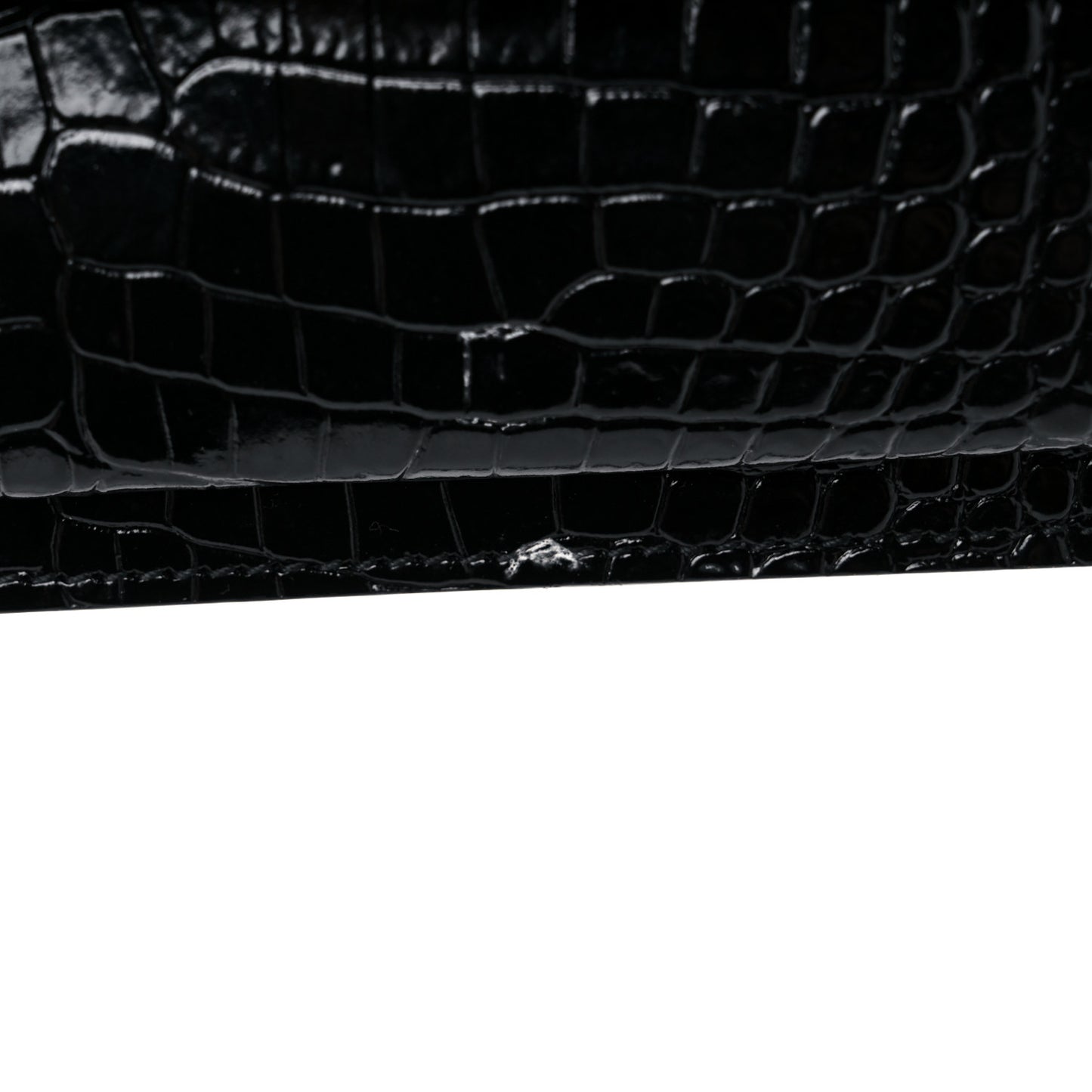 Calfskin Crocodile Embossed Medium Monogram Sunset Black