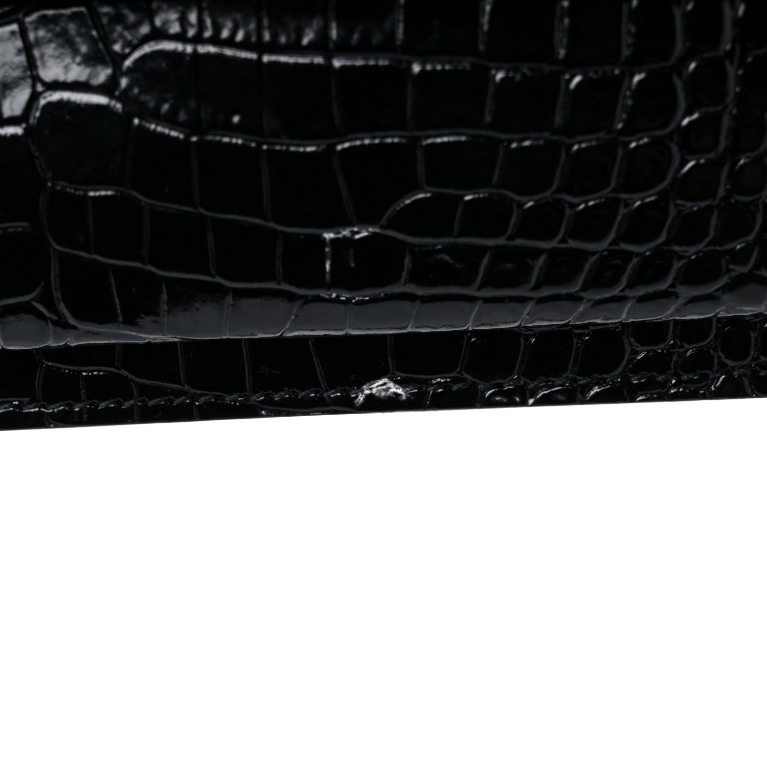 Saint Laurent Calfskin Crocodile Embossed Medium Monogram Sunset Black 13 of 14