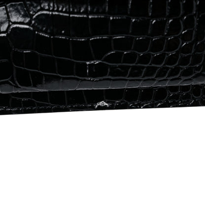 Saint Laurent Calfskin Crocodile Embossed Medium Monogram Sunset Black 13 of 14