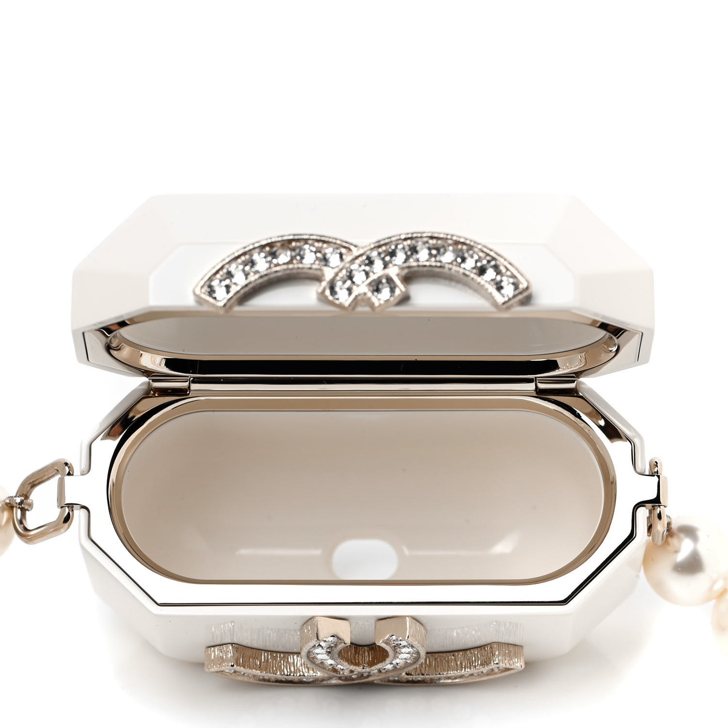 Resin Crystal Pearl Airpod Pro Case Necklace Gold White Pearly Black