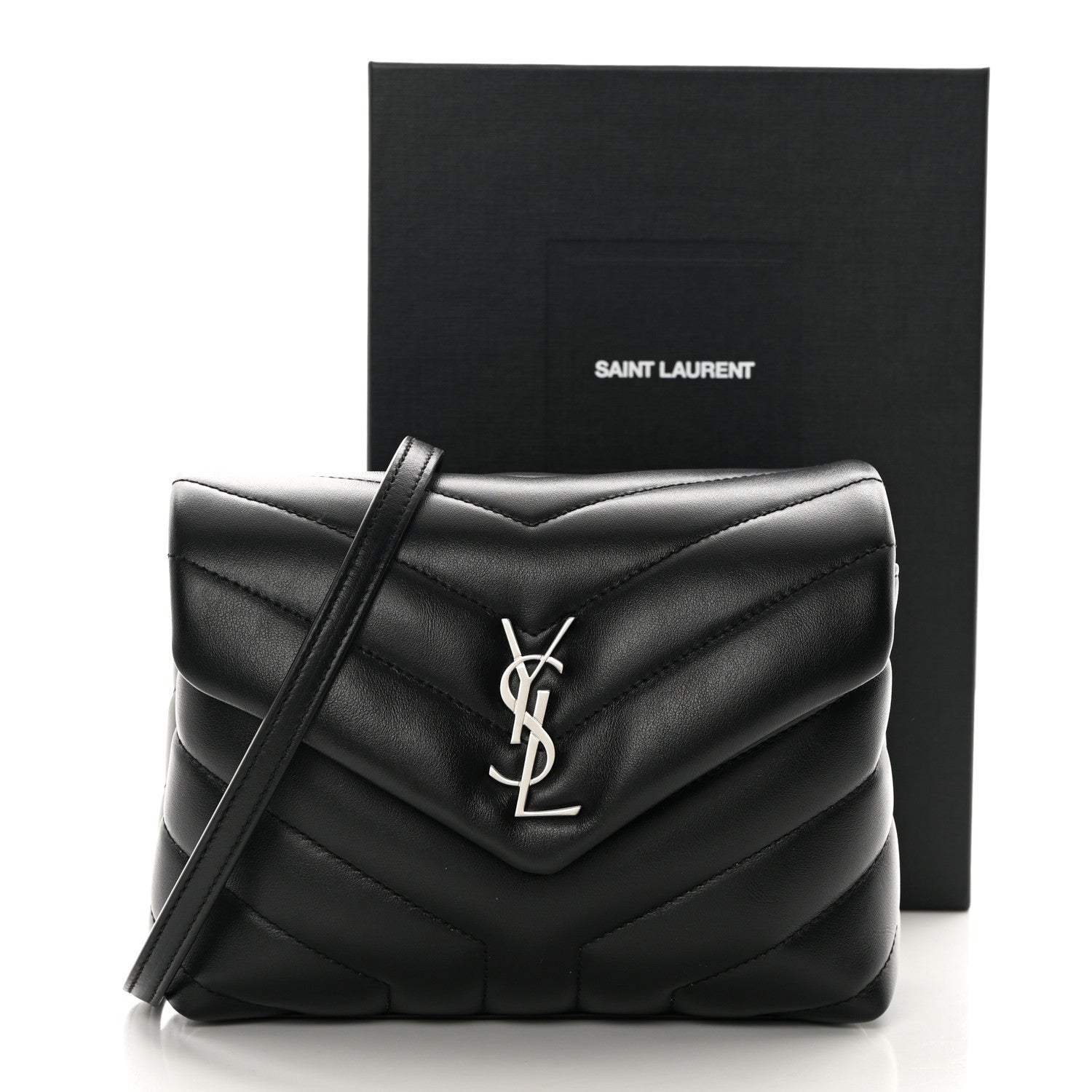 Saint Laurent Calfskin Y Quilted Monogram Toy Loulou Crossbody Bag Black 13 of 13