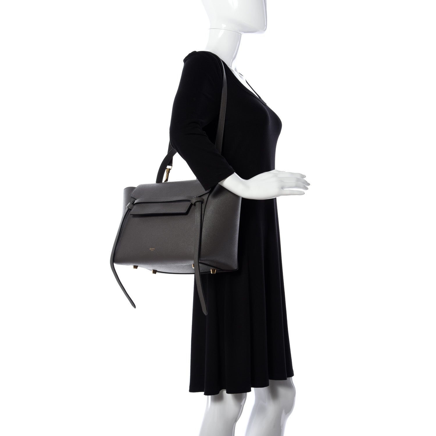 Celine Grained Calfskin Mini Belt Bag Grey 2 of 13