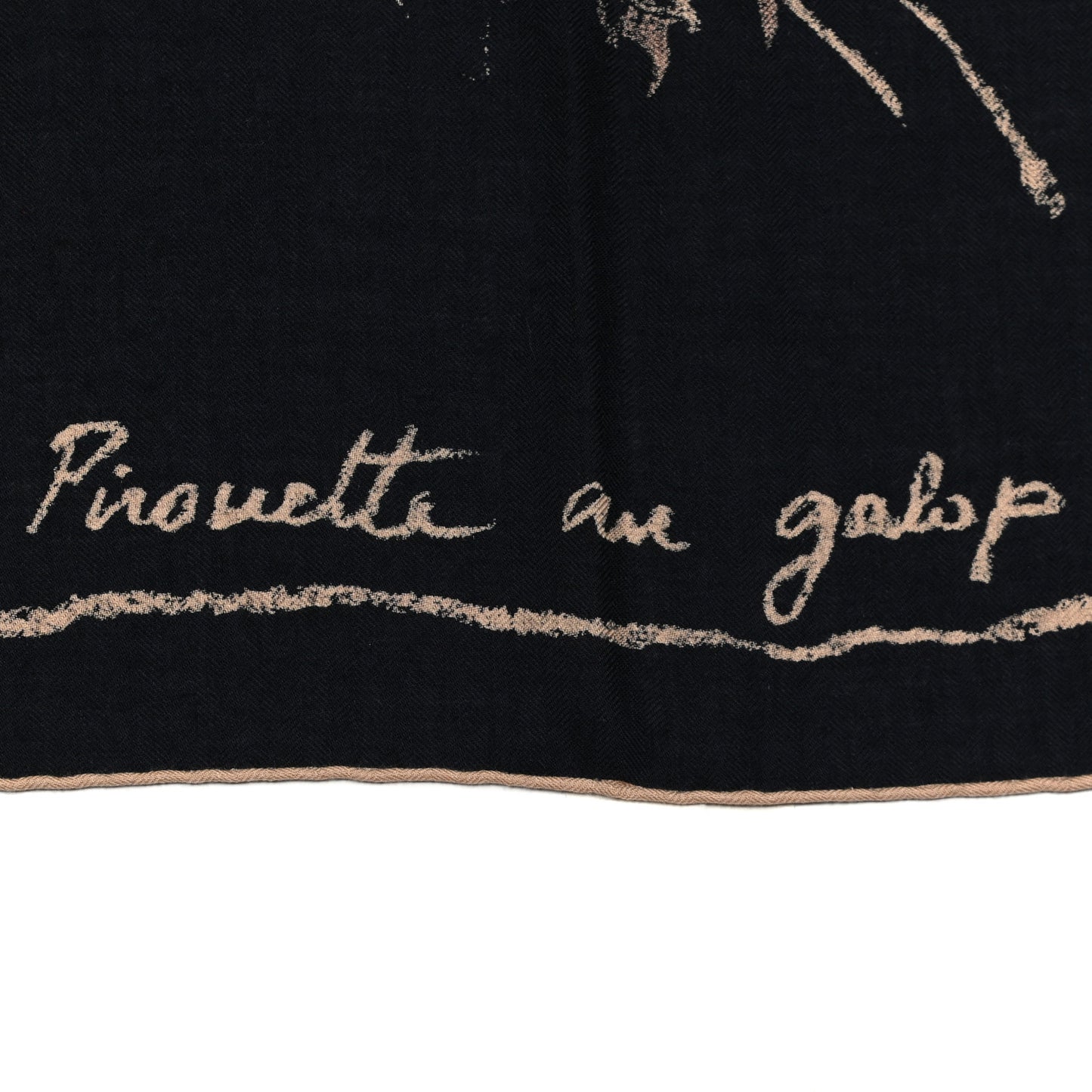 Cashmere Silk Pirouette au Galop Shawl 140 Marine Naturel Beige