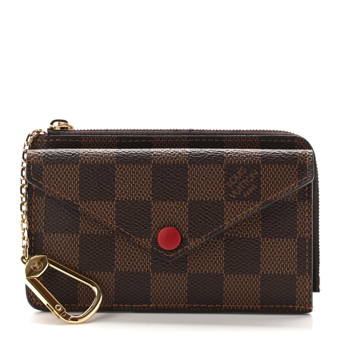 Damier Ebene Recto Verso Card Holder Red