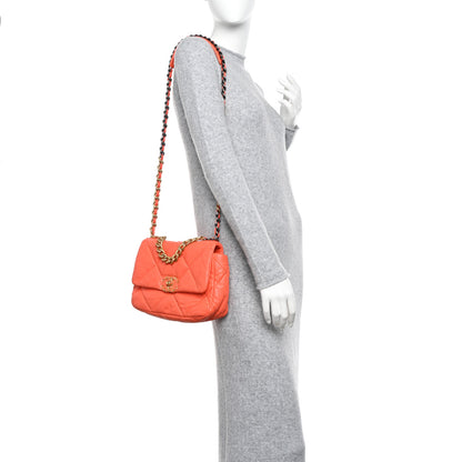 Chanel Goatskin Quilted Medium Chanel 19 Flap Orange 2 of 14