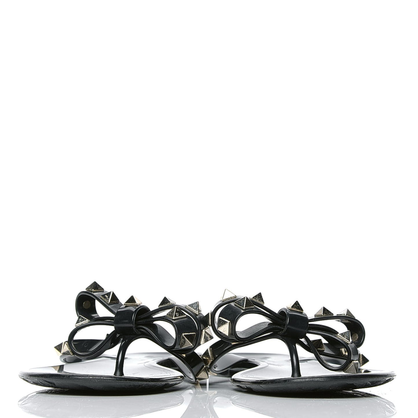 PVC Jelly Rockstud Bow Thong Sandals 36 Black