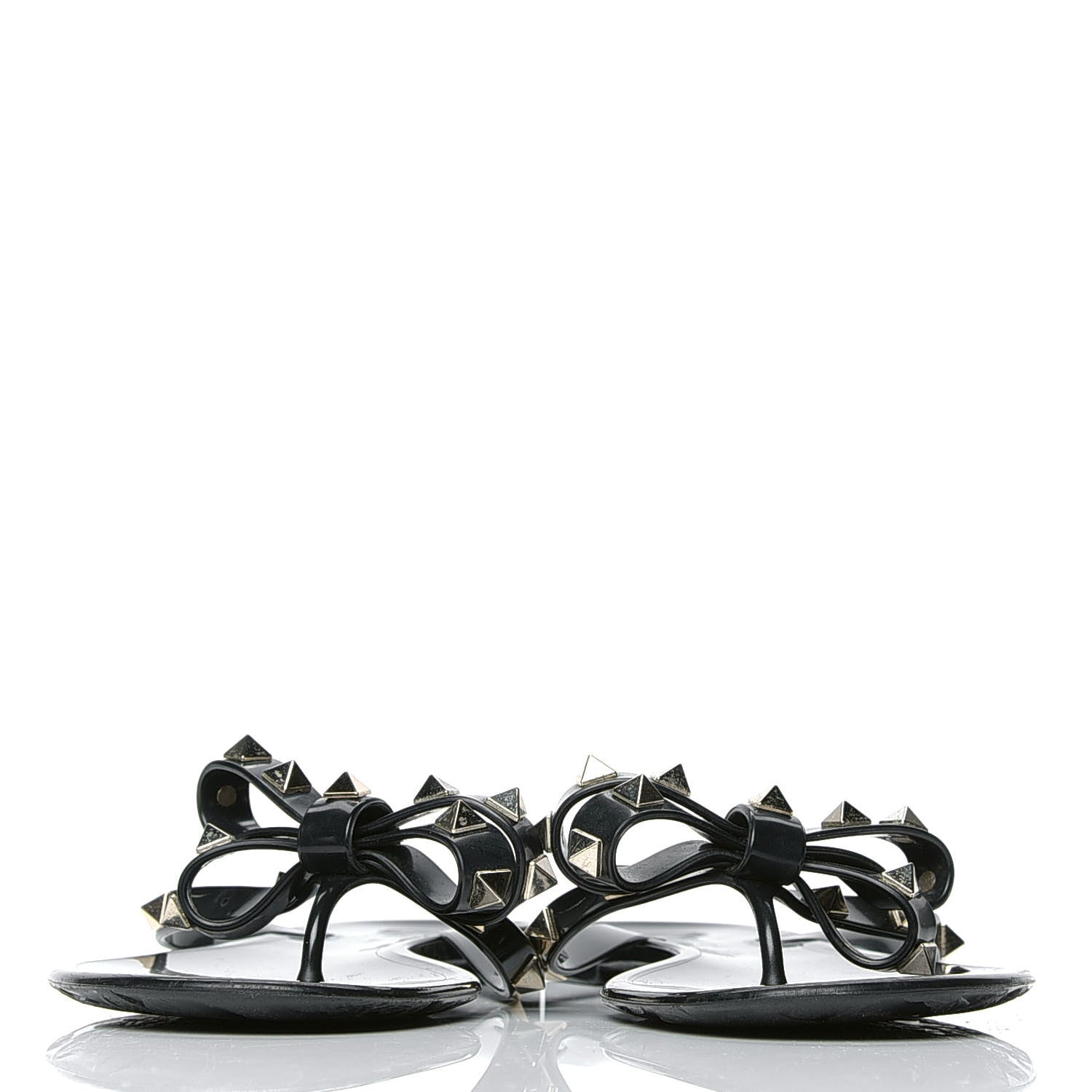 Valentino Garavani PVC Jelly Rockstud Bow Thong Sandals 36 Black 2 of 7