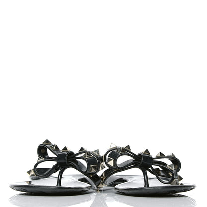 Valentino Garavani PVC Jelly Rockstud Bow Thong Sandals 36 Black 2 of 7