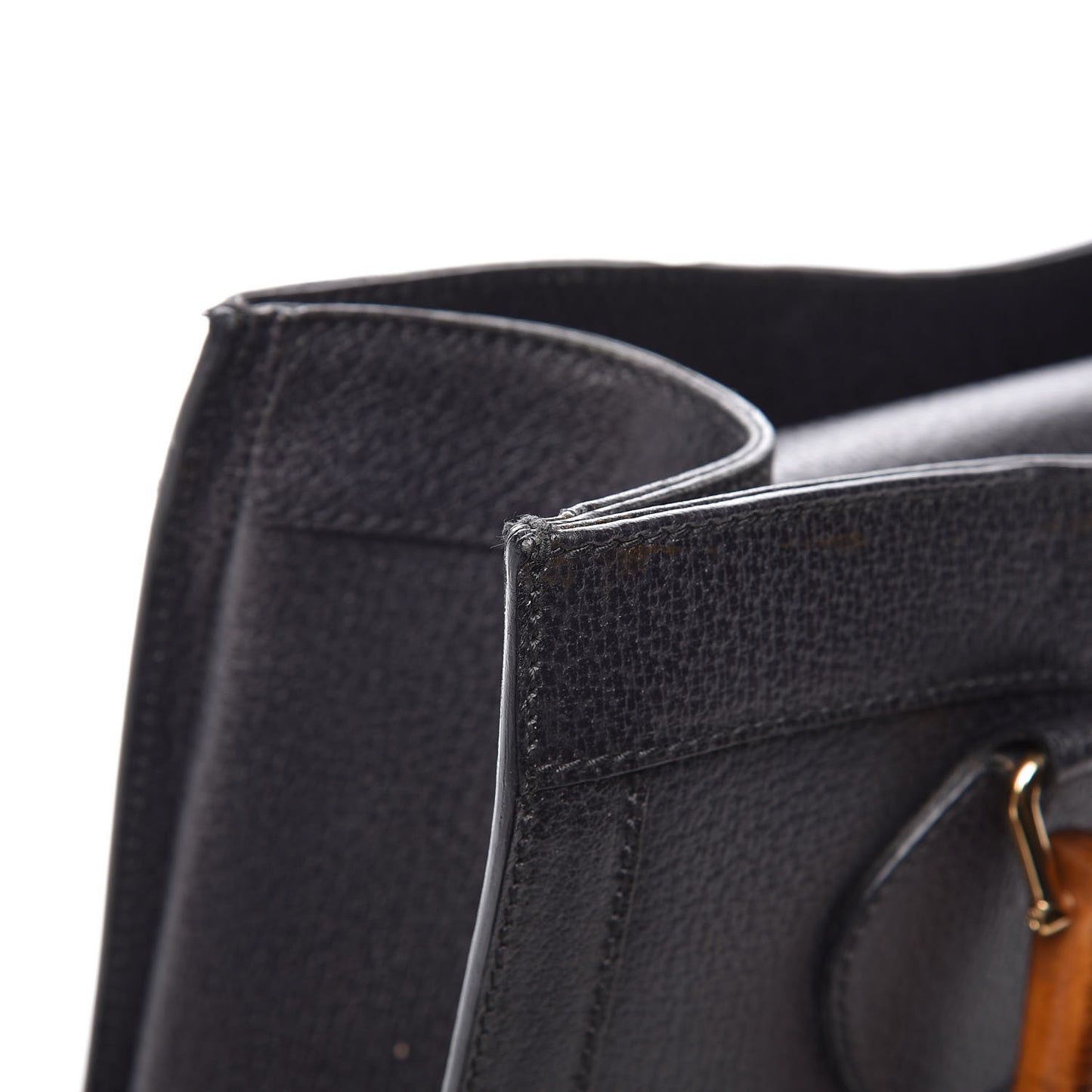 Calfskin Bamboo Top Handle Tote Dark Grey