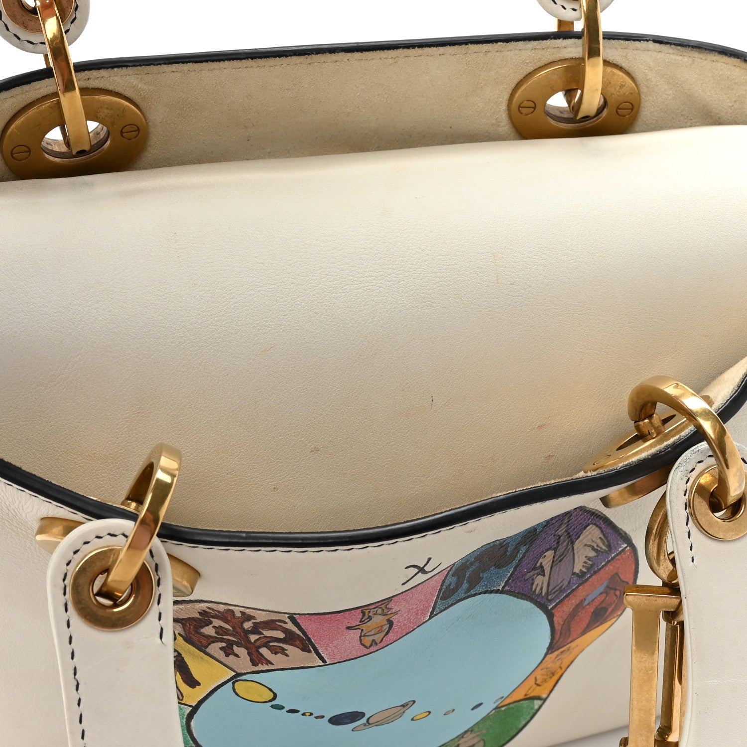 Christian Dior Calfskin Wheel of Fortune Medium Lady Dior Off White 12 of 20