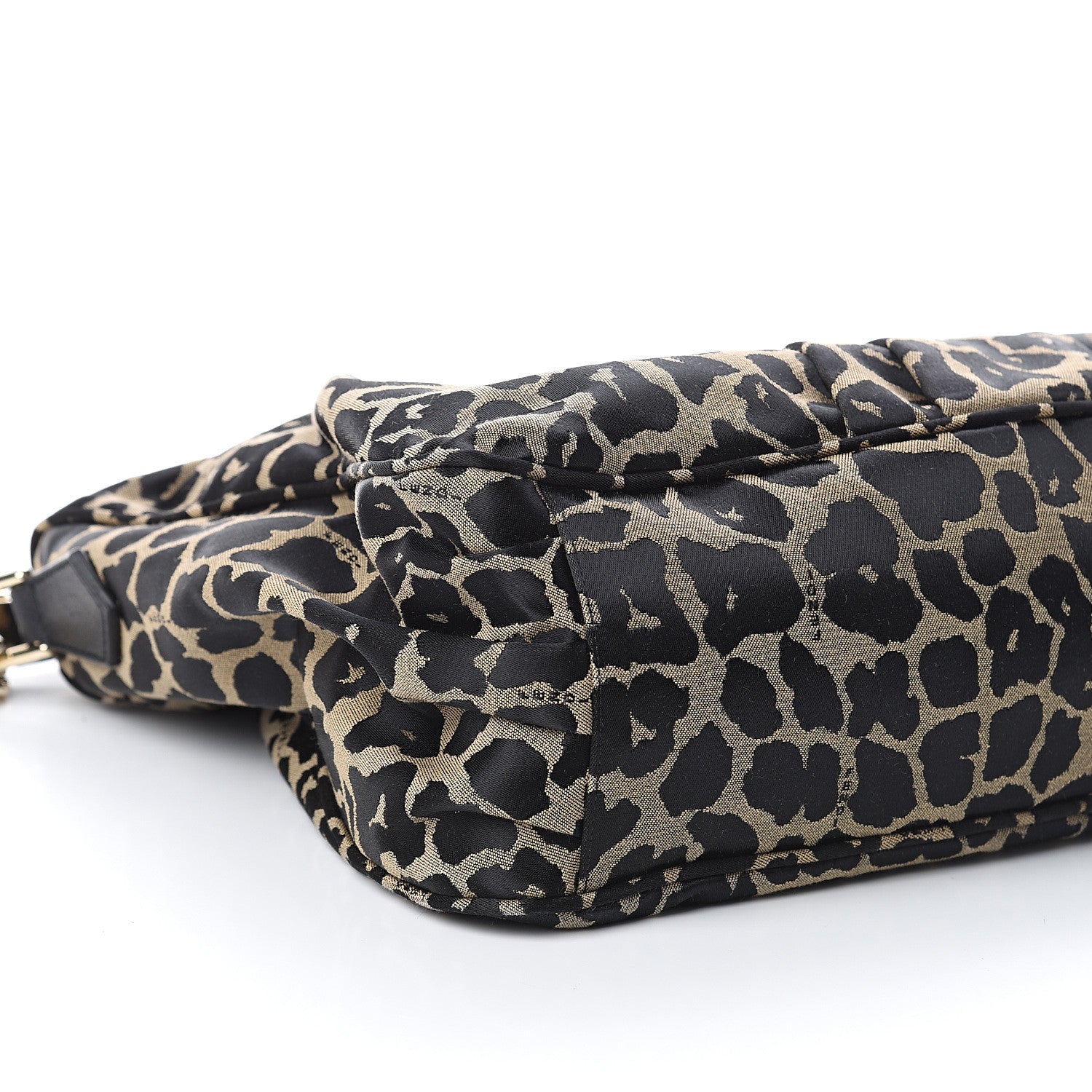 Fendi Jacquard Leopard Print Mia Shoulder Bag Taupe Black 7 of 8