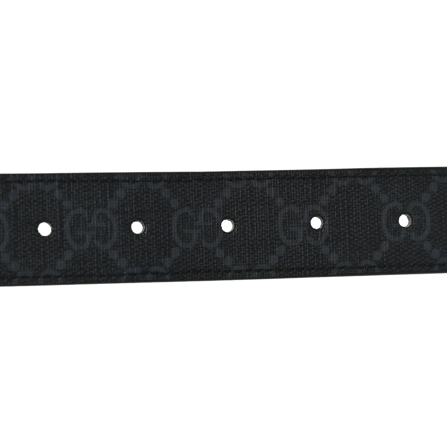Gucci GG Supreme Monogram Textured Dollar Calfskin Squared Interlocking G 30mm Reversible Belt 115 46 Black 3 of 6