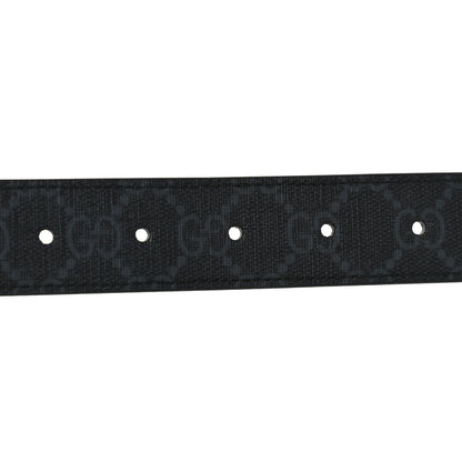 Gucci GG Supreme Monogram Textured Dollar Calfskin Squared Interlocking G 30mm Reversible Belt 115 46 Black 3 of 6