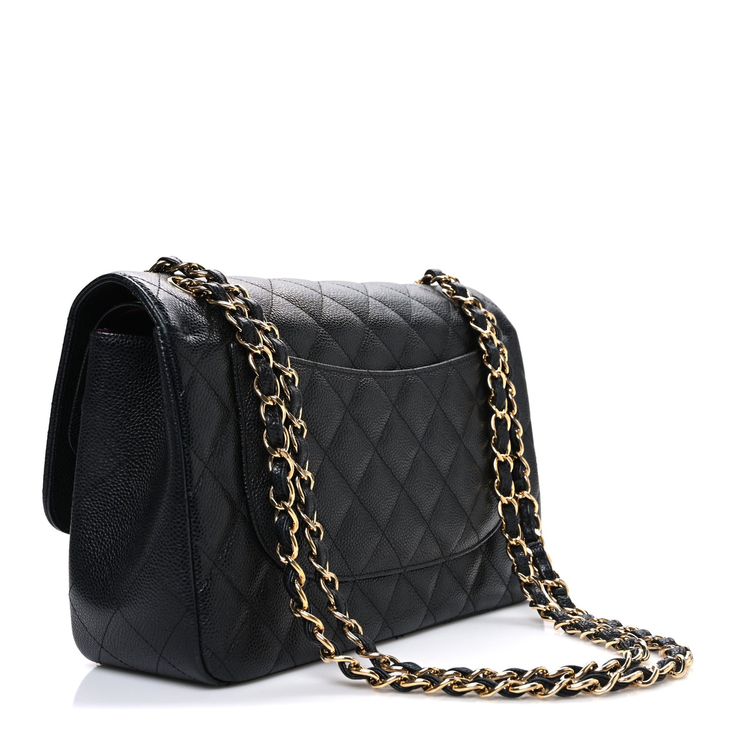 Caviar Quilted Jumbo Double Flap Black