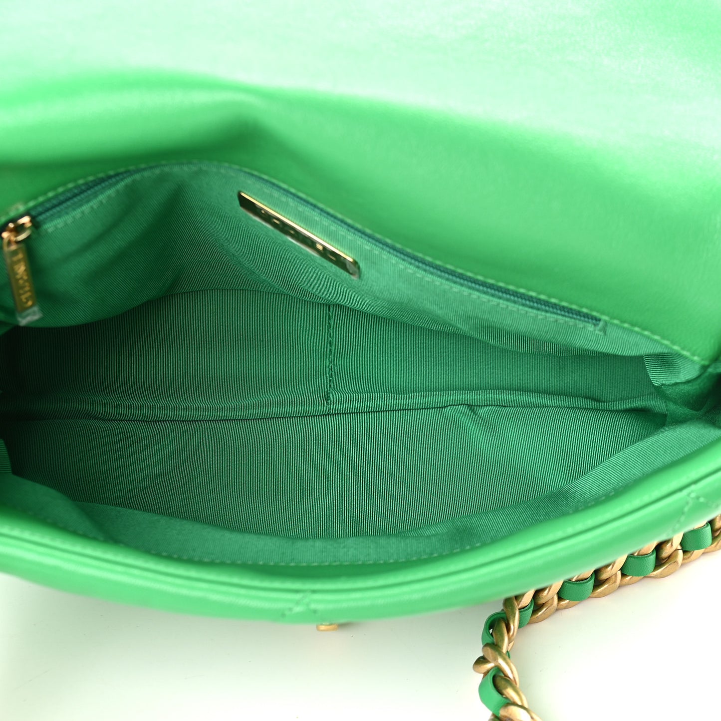 Lambskin Quilted Large Chanel 19 Flap Green