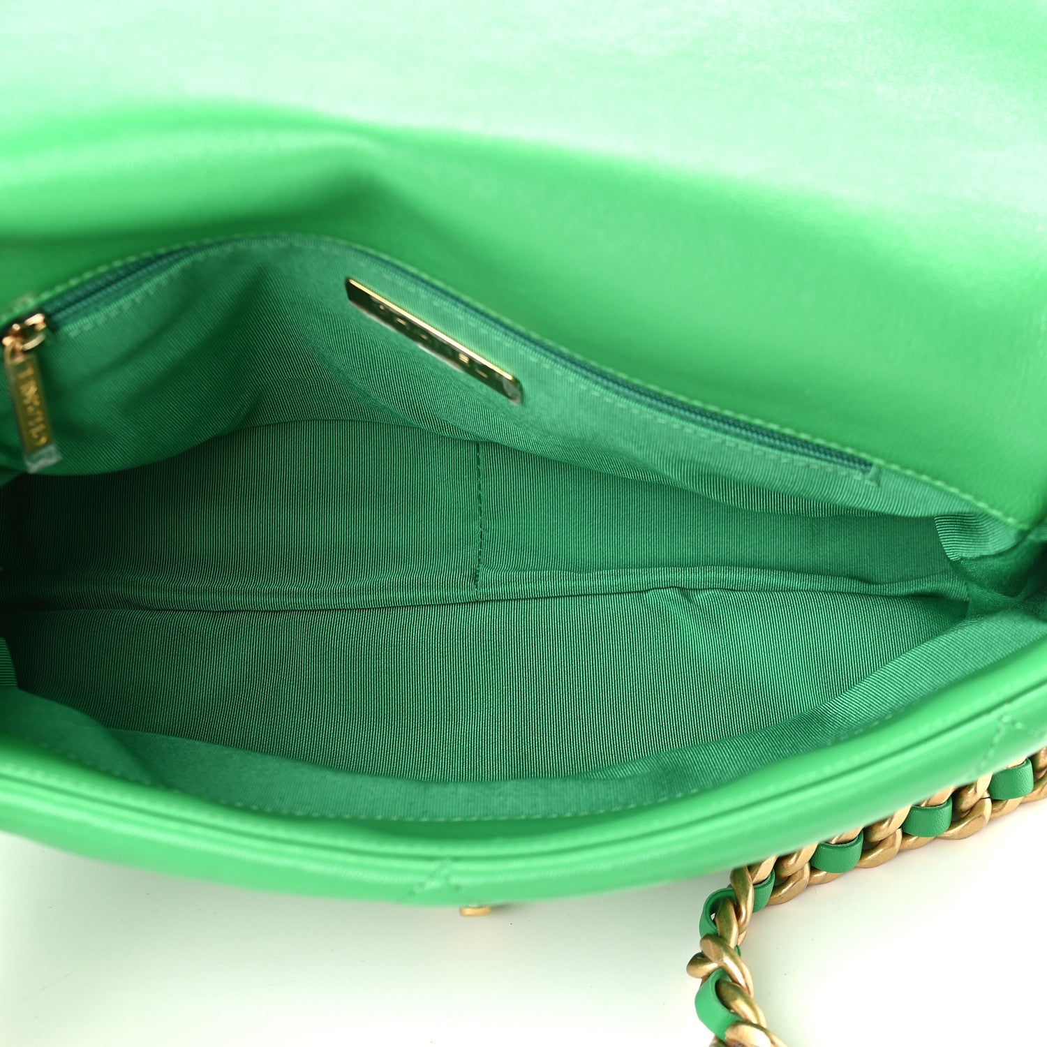 Chanel Lambskin Quilted Large Chanel 19 Flap Green 5 of 9