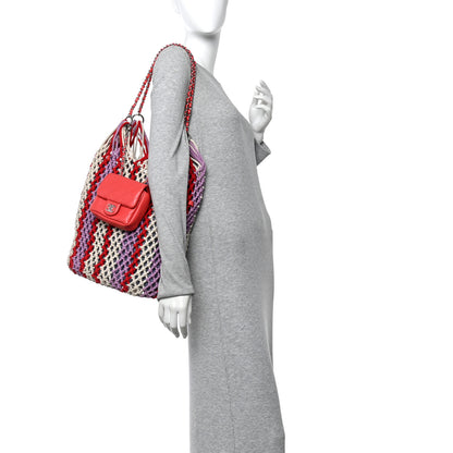 Chanel Lambskin Mixed Fibers Large Shopping Bag Red Purple White 2 of 14
