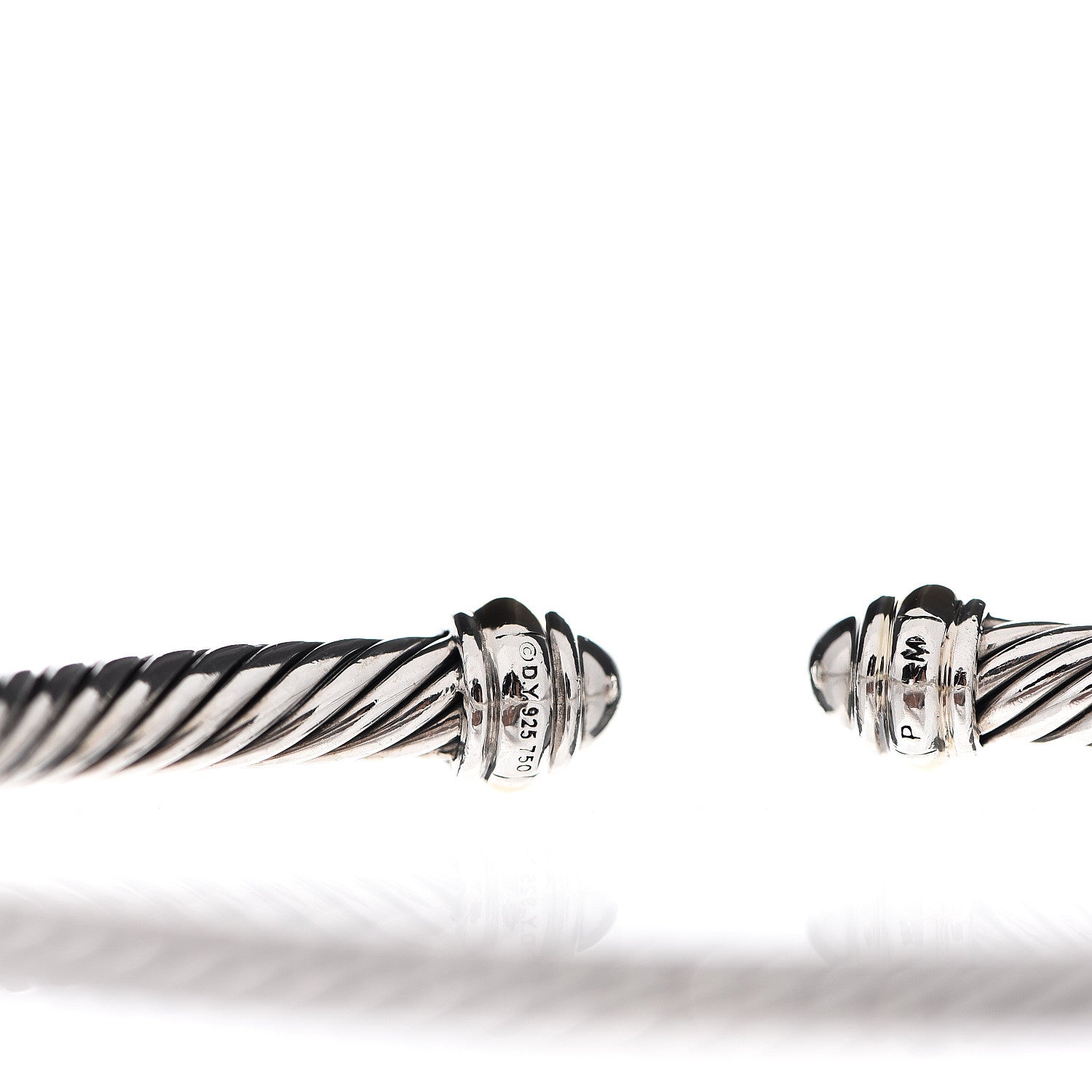 David Yurman Sterling Silver 18K Yellow Gold 4mm Cable Classics Bracelet 3 of 4