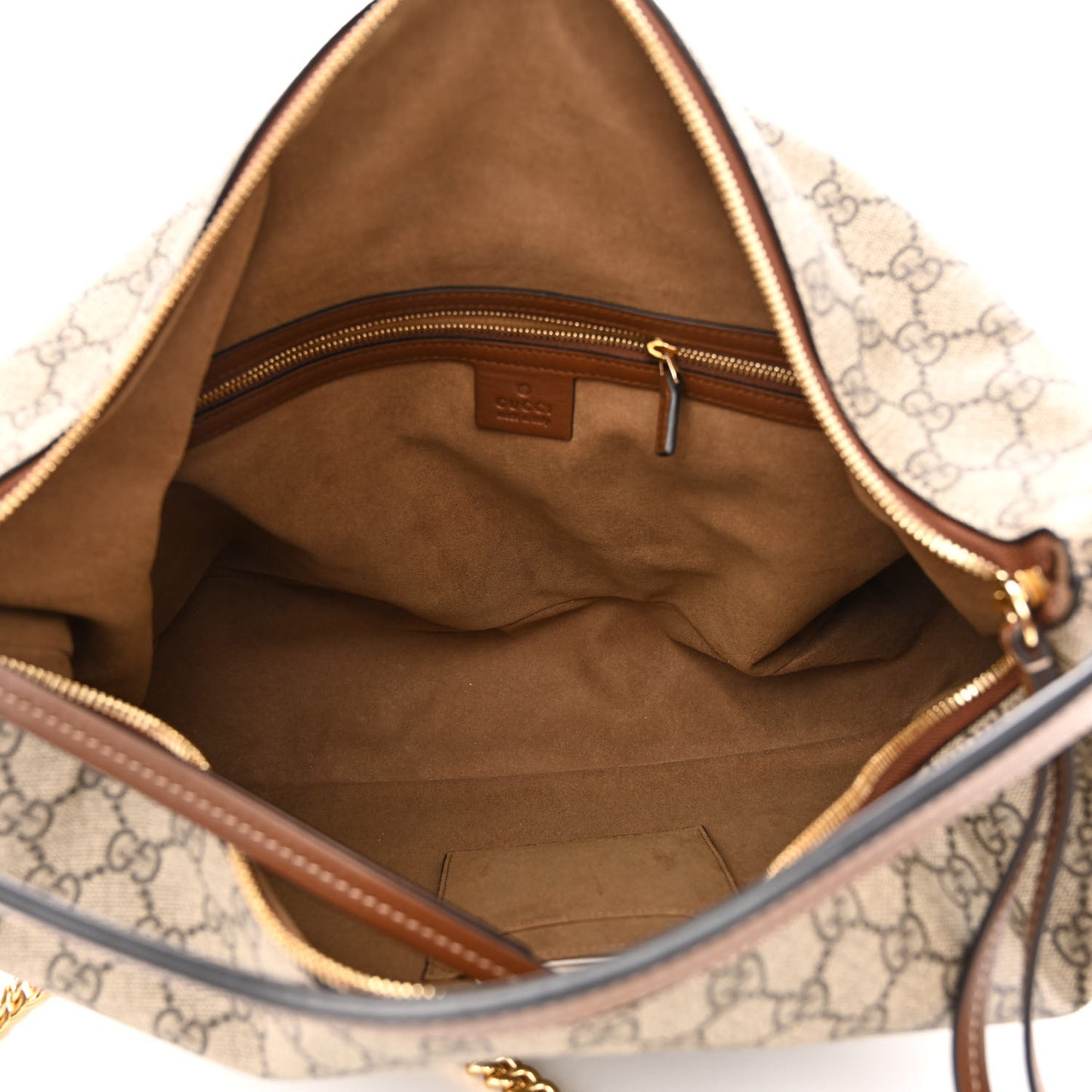 GG Supreme Monogram Large Linea A Hobo Light Brown