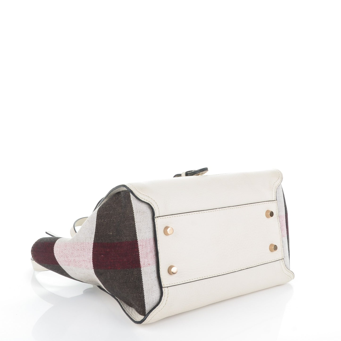 Mega Check Grained Calfskin Medium Harcourt Satchel White
