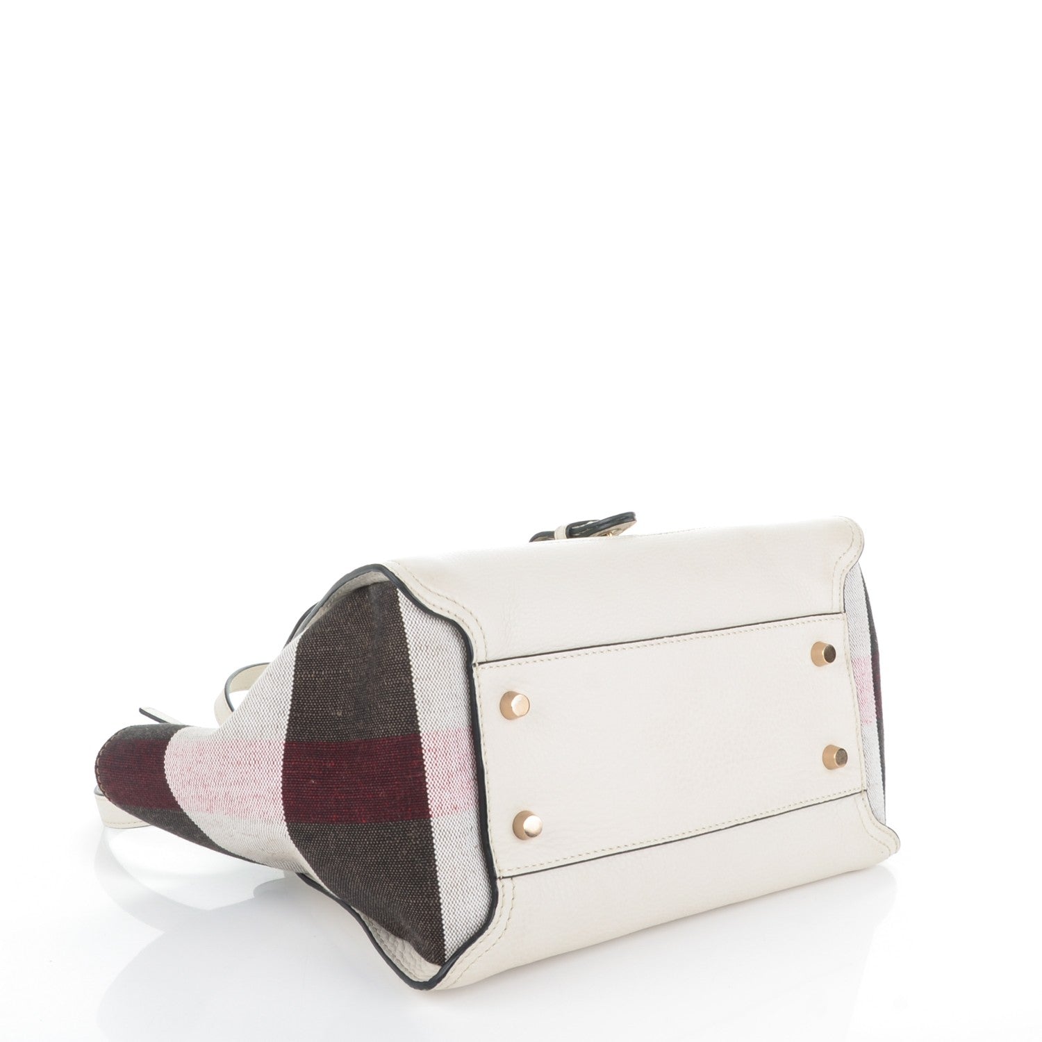 Burberry Mega Check Grained Calfskin Medium Harcourt Satchel White 4 of 8