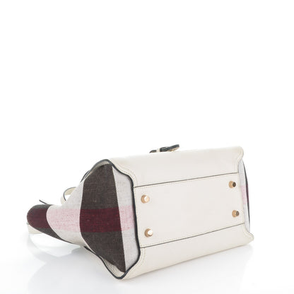 Burberry Mega Check Grained Calfskin Medium Harcourt Satchel White 4 of 8