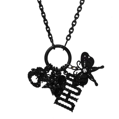 Christian Dior Metal Crystal Charms Necklace Black 3 of 3