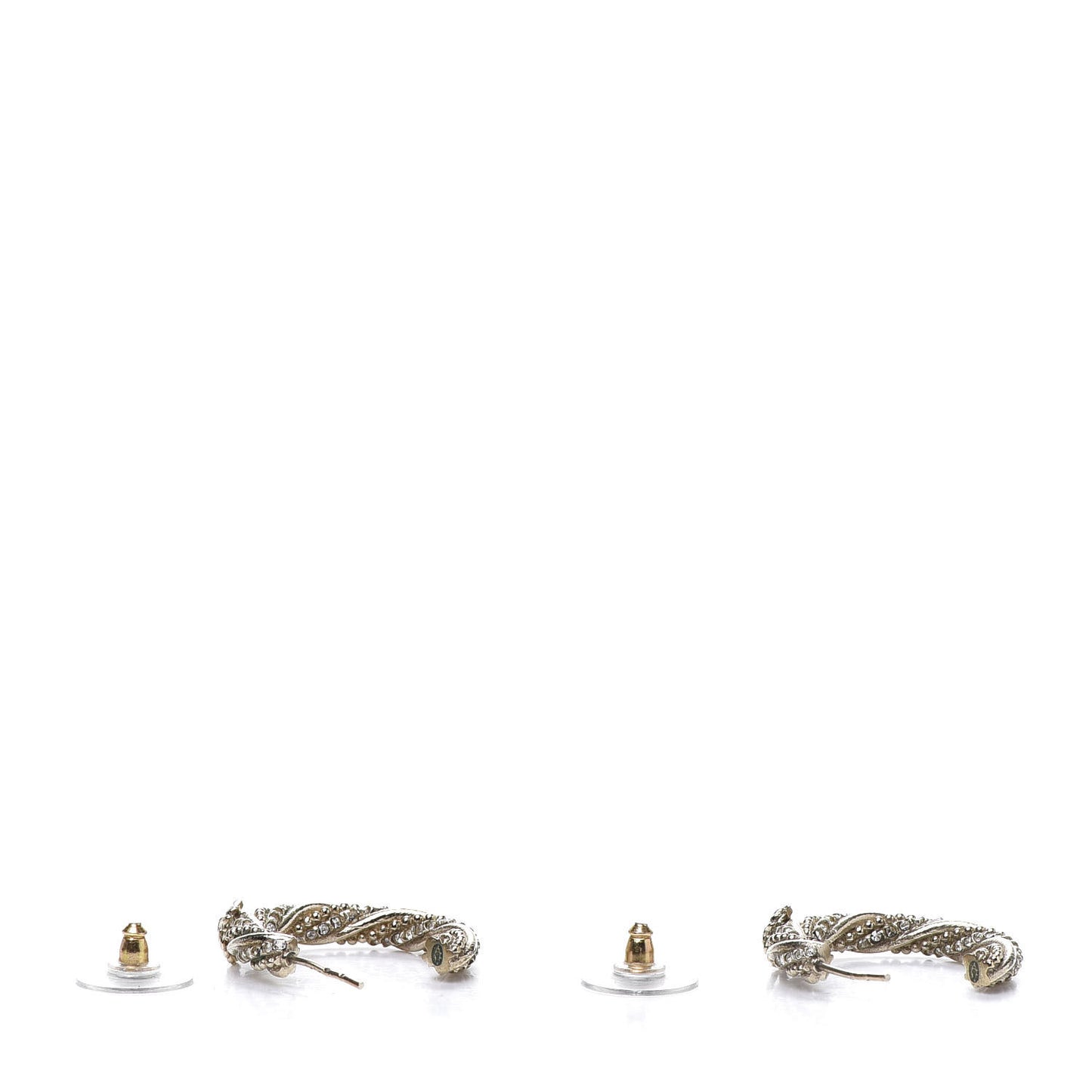 Crystal Twist CC Hoop Earrings Silver