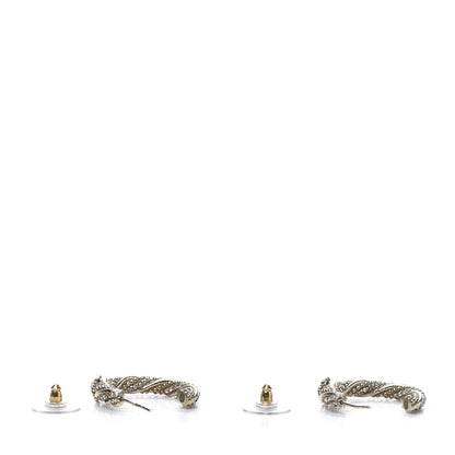 Chanel Crystal Twist CC Hoop Earrings Silver 4 of 8