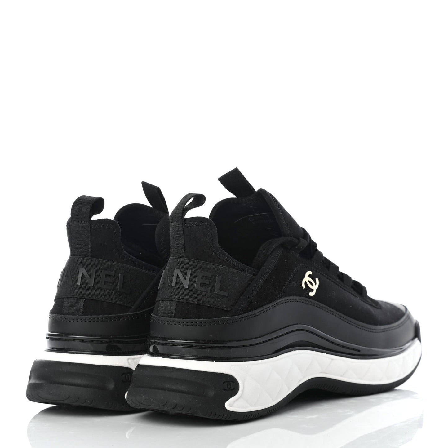 Velvet Calfskin Mixed Fibers CC Sneakers 40.5 Black