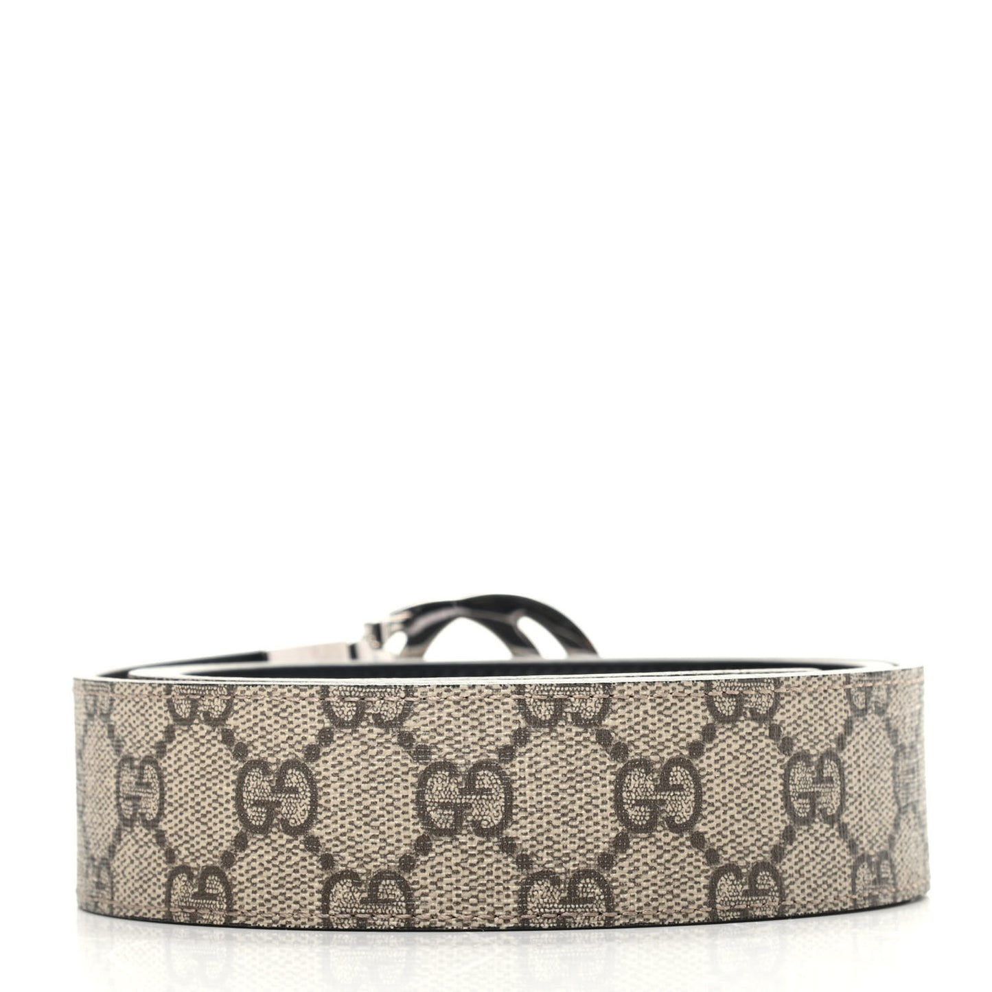 GG Supreme Monogram Selleria Calfskin Interlocking G Reversible 37mm Belt 95 38 Beige Ebony Black