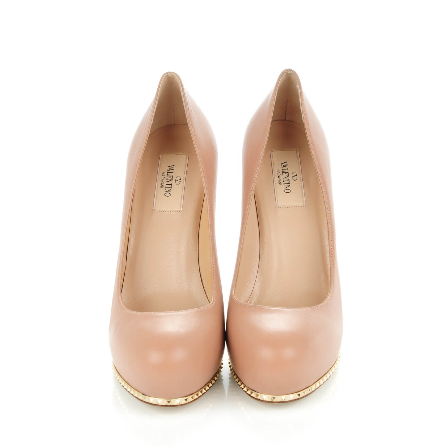 Valentino Garavani Calfskin Soul Rockstud Platform Pumps 37.5 Beige 2 of 7