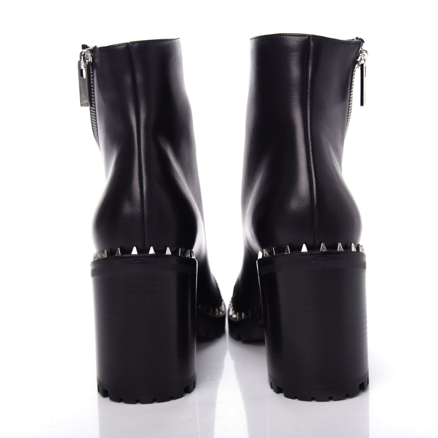 Calfskin Spikes Birgitta Lug 70 Zip Around Ankle Boots 40 Black
