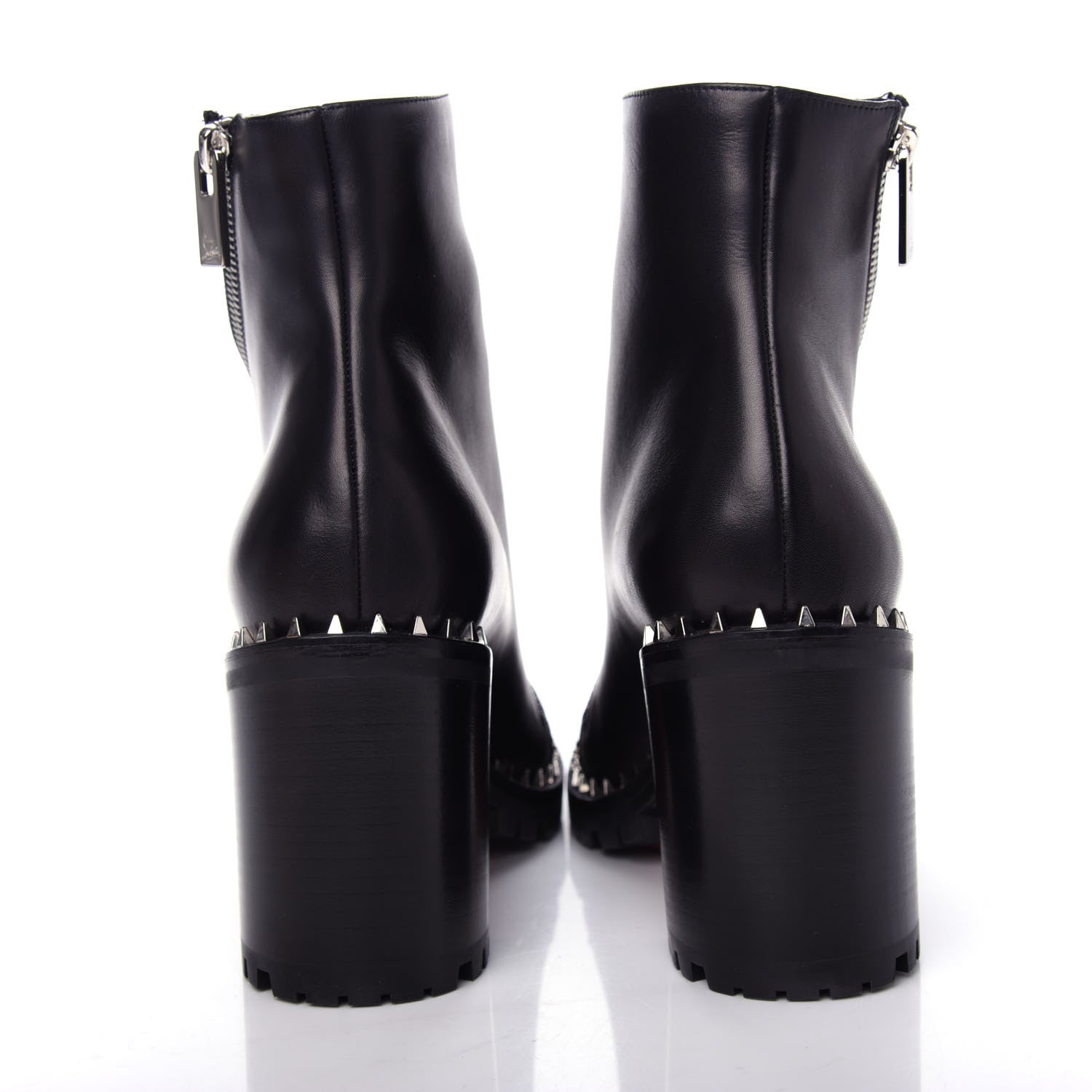 Christian Louboutin Calfskin Spikes Birgitta Lug 70 Zip Around Ankle Boots 40 Black 7 of 10