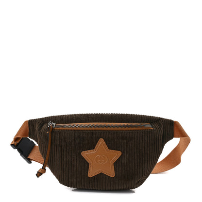 Gucci Calfskin Corduroy Childrens Interlocking G Star Patch Belt Bag Brown 1 of 10